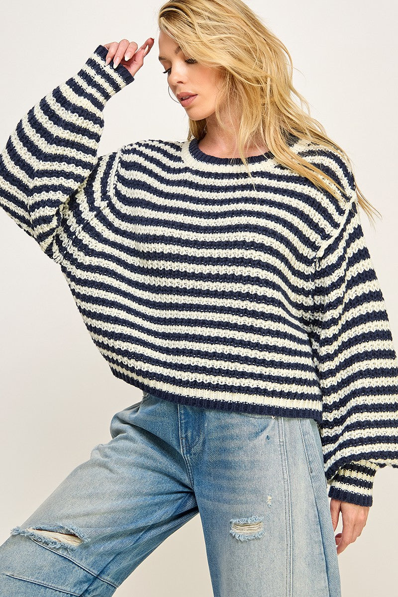 Miss Love - navy striped sweater