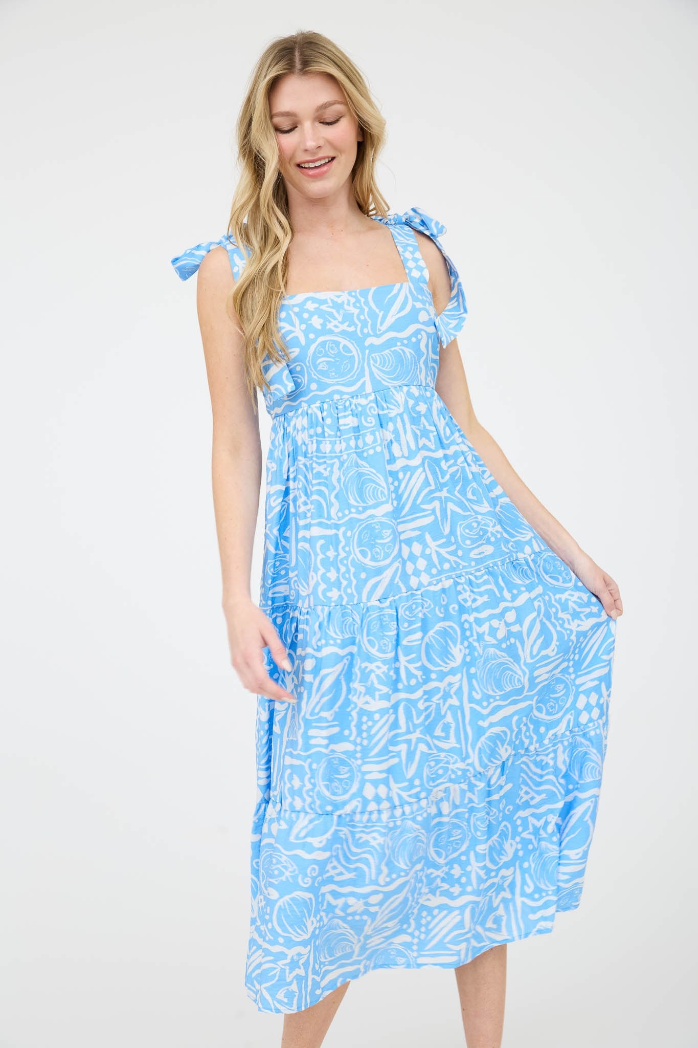 Blu pepper - sea print midi dress
