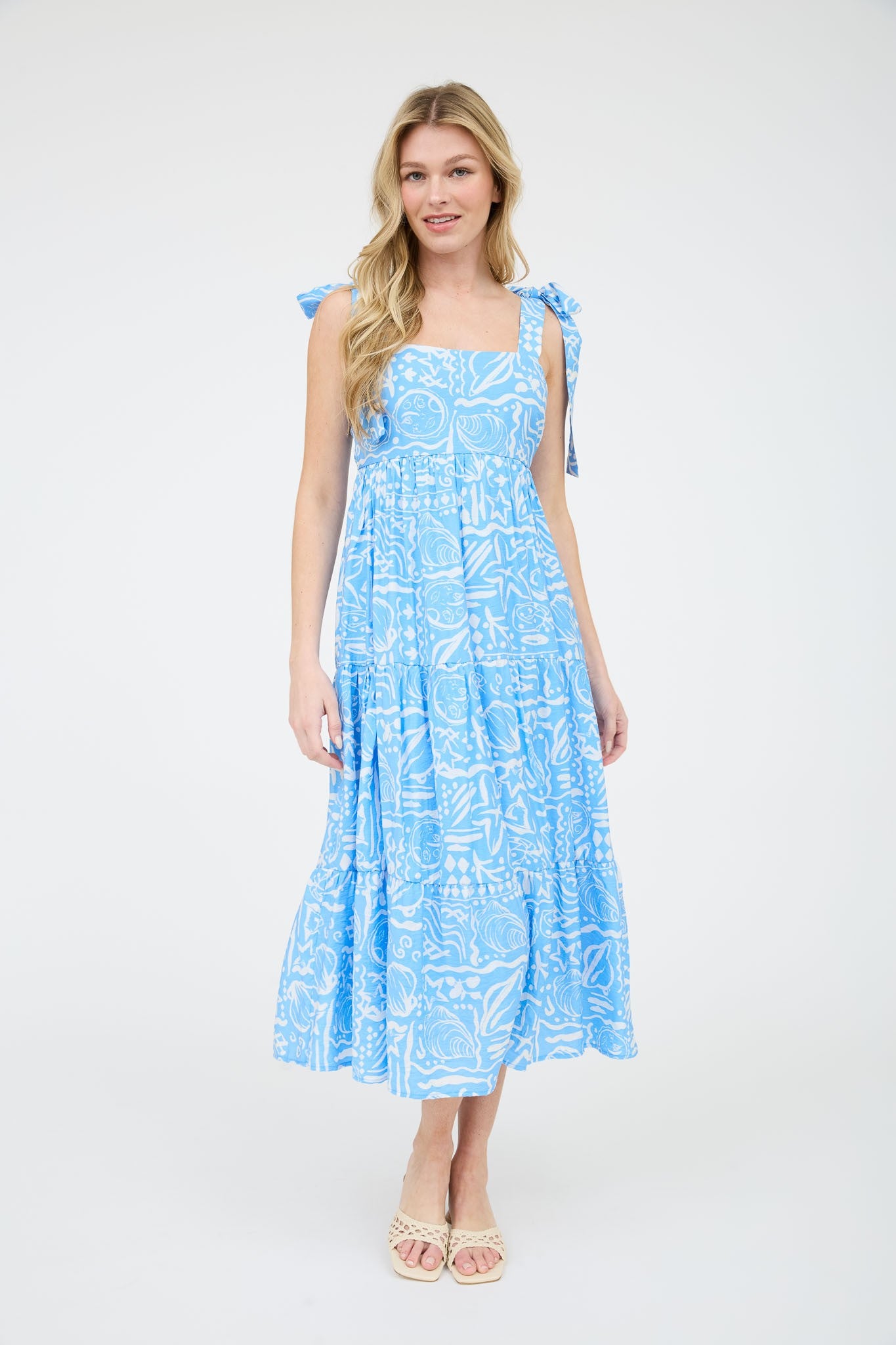 Blu pepper - sea print midi dress