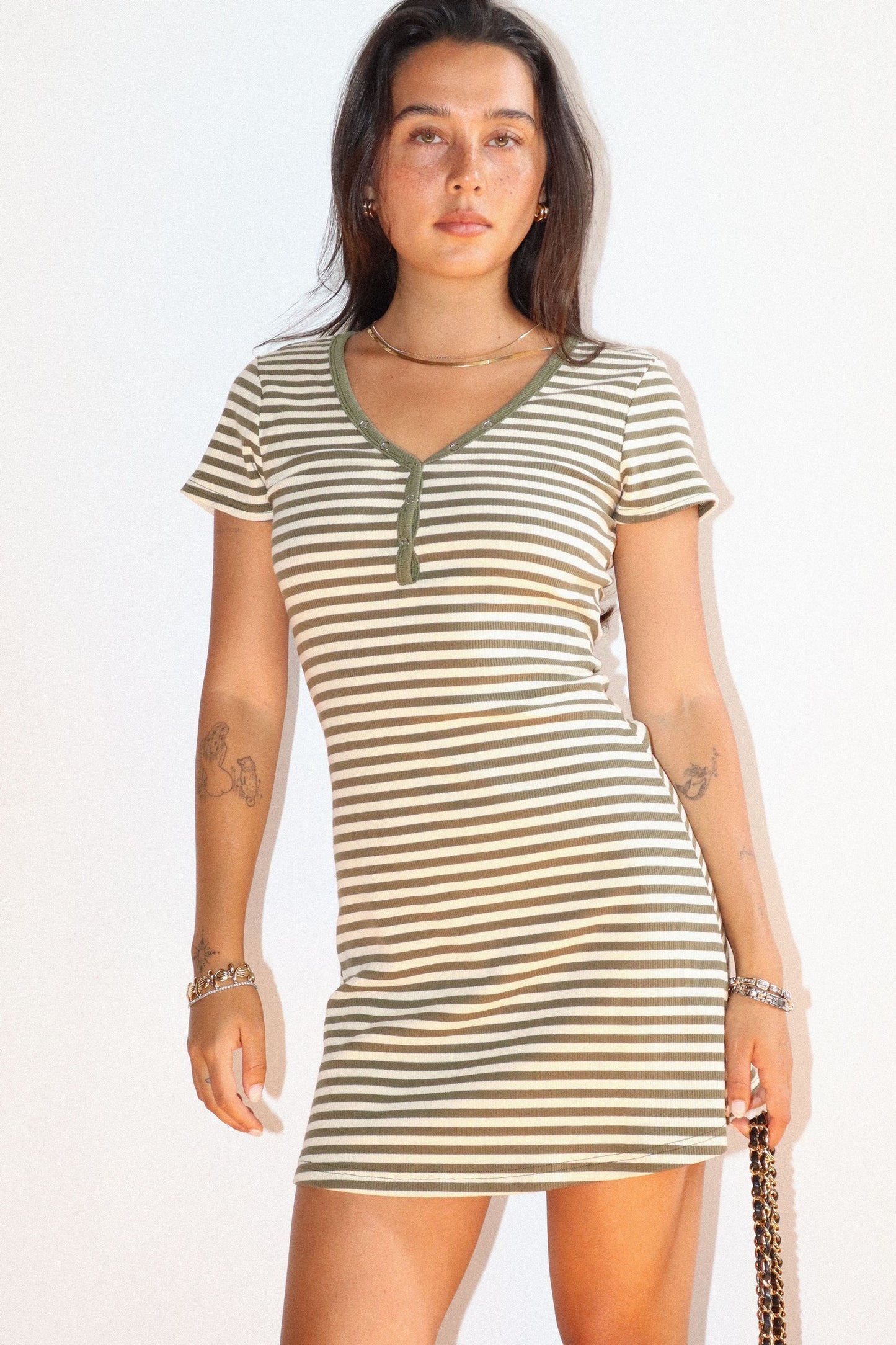 Bailey rose - striped button mini dress