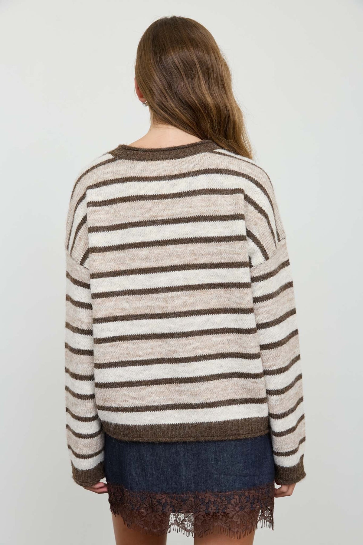 Blu pepper - brown multi-stripe sweater