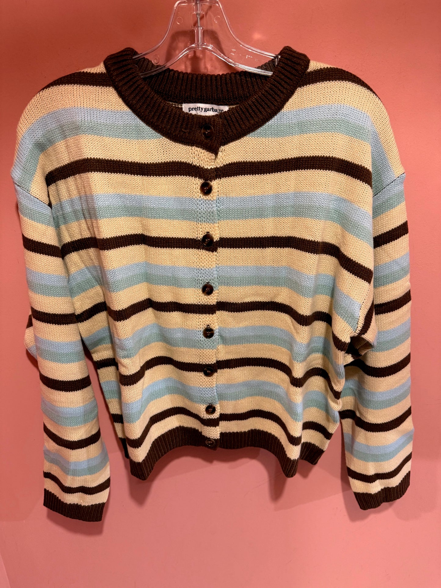 pretty garbage - striped cardigan jaune/brun