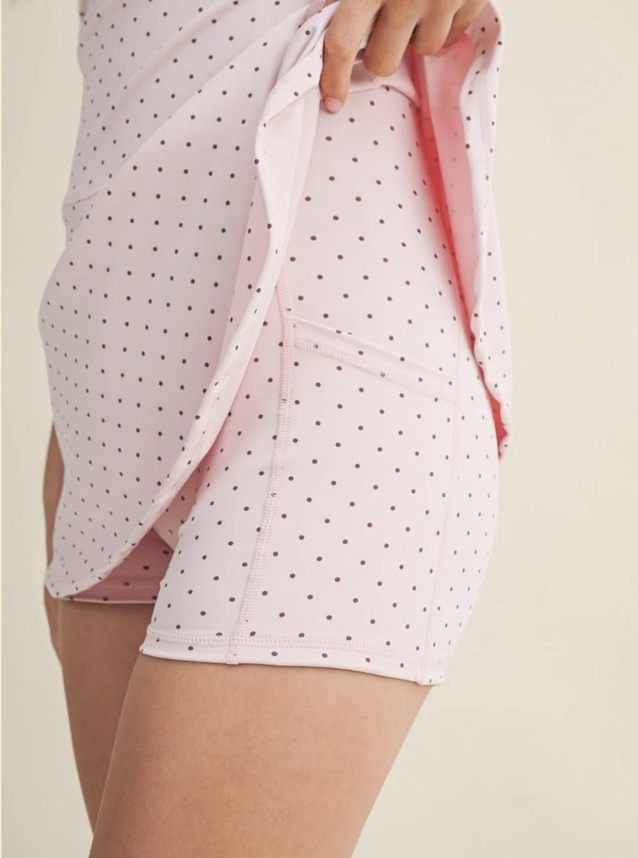 Kimberly - pink polka dot dress
