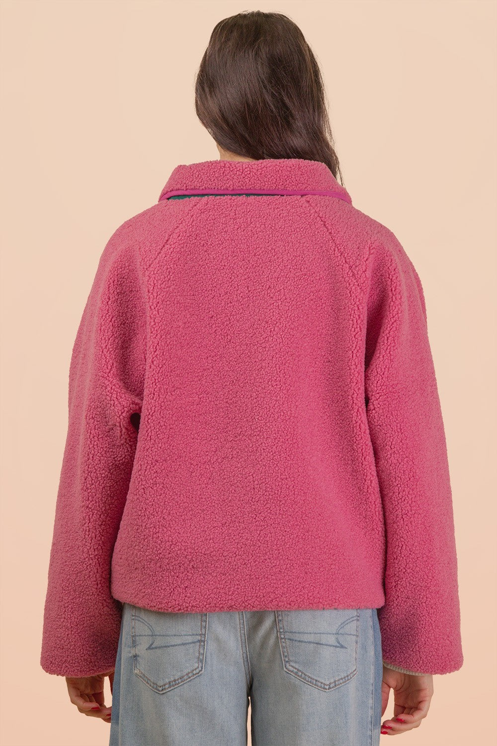 New in - reversible sherpa  rose/vert
