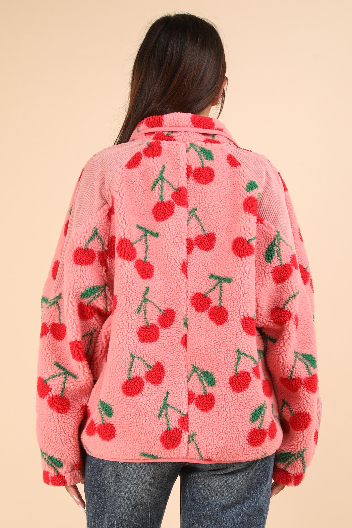 New in - Cherry sherpa jacket