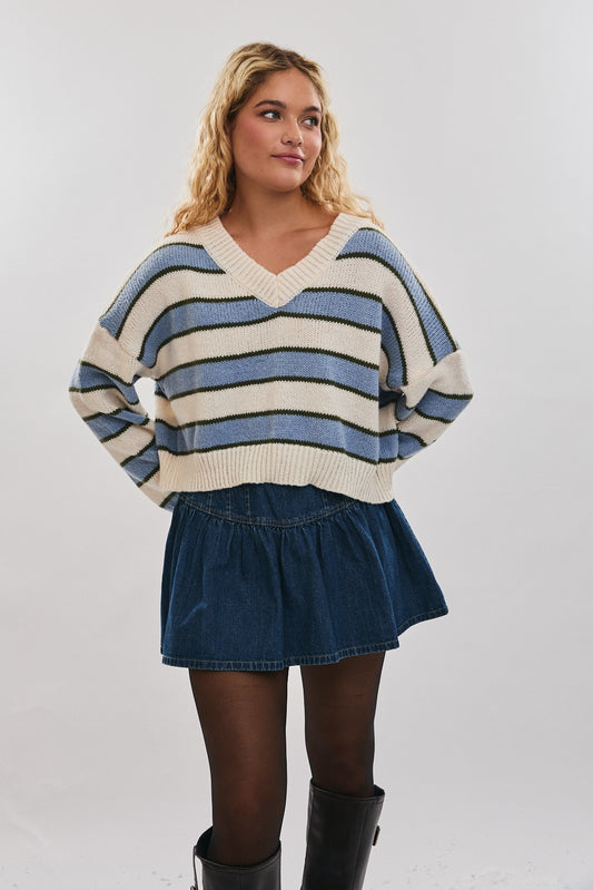 LELIS - V-neck stripe sweater