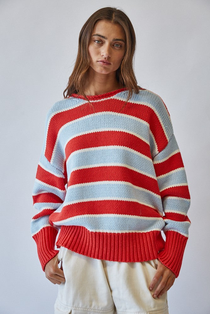 Creamon - sweater rouge et bleu