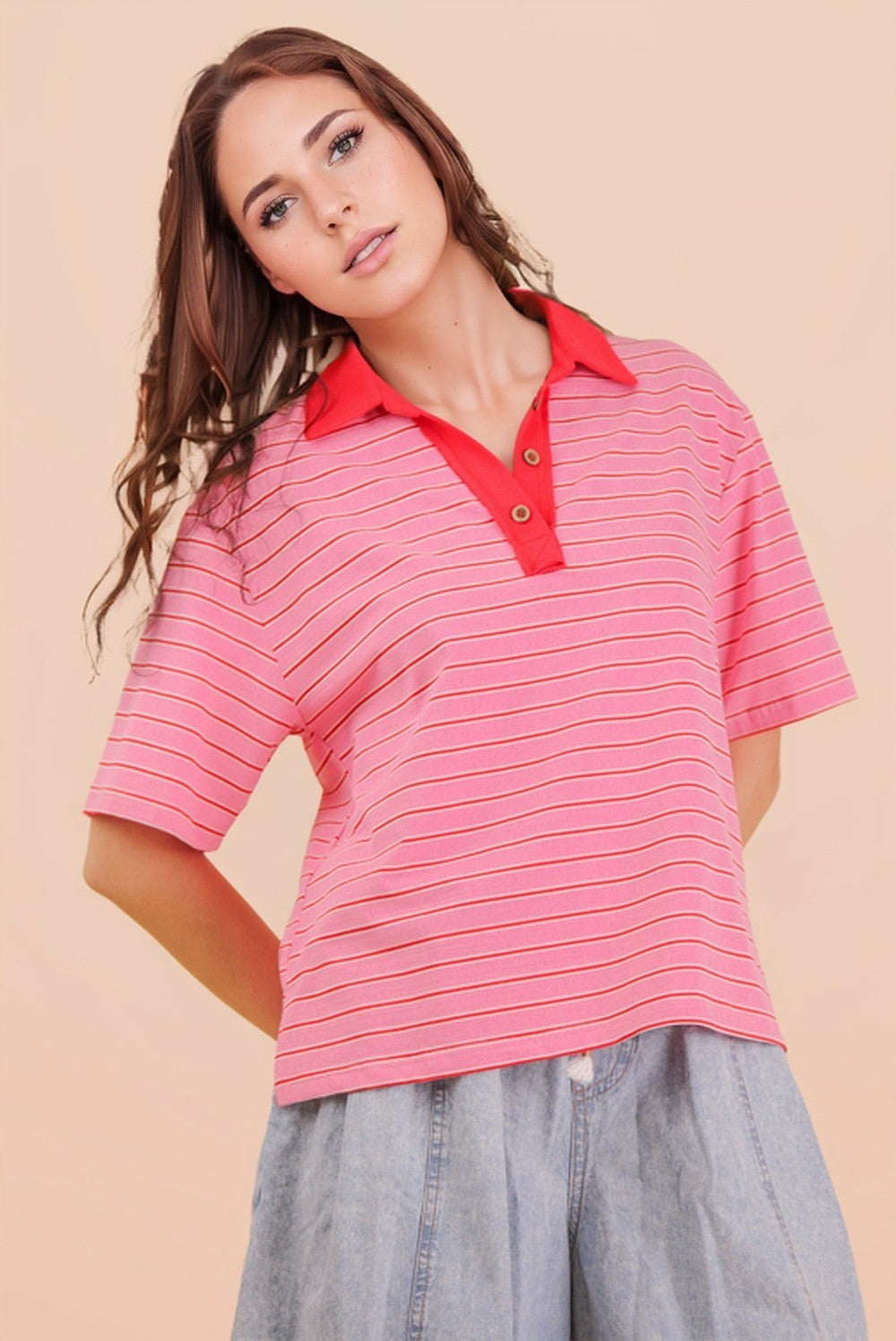 New in - T-shirt polo rose