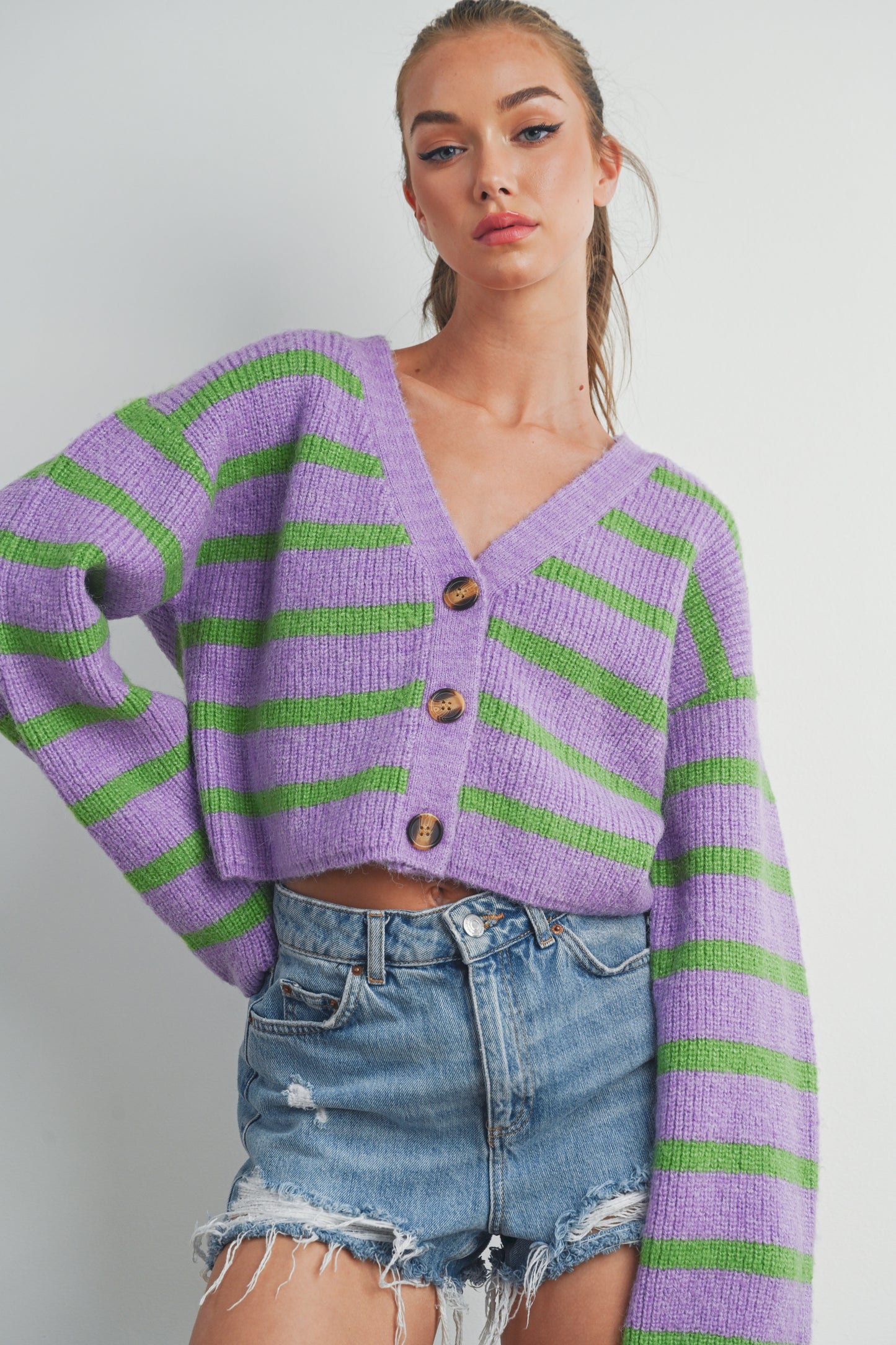 Butterlemon - Cardigan mauve et vert