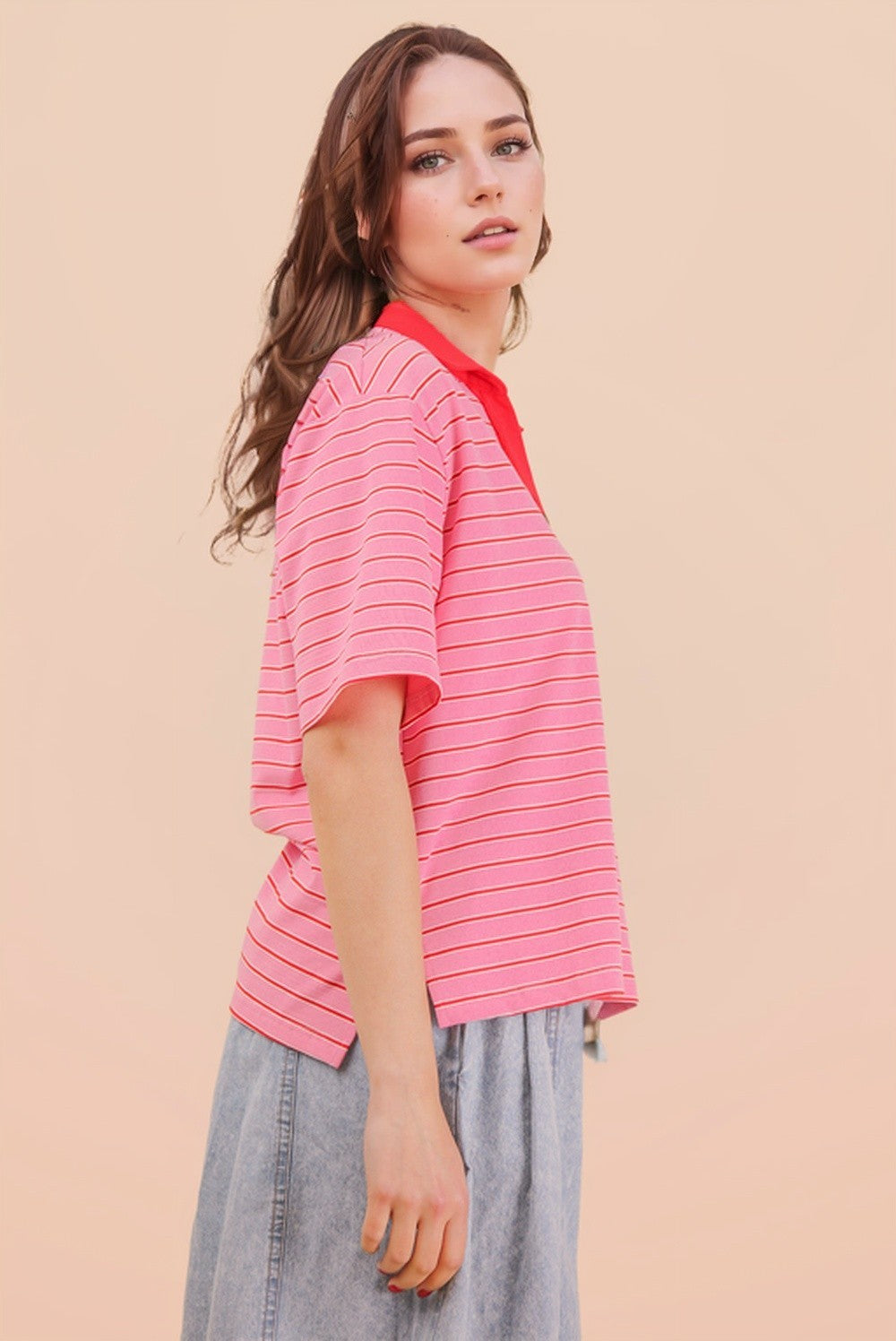 New in - T-shirt polo rose