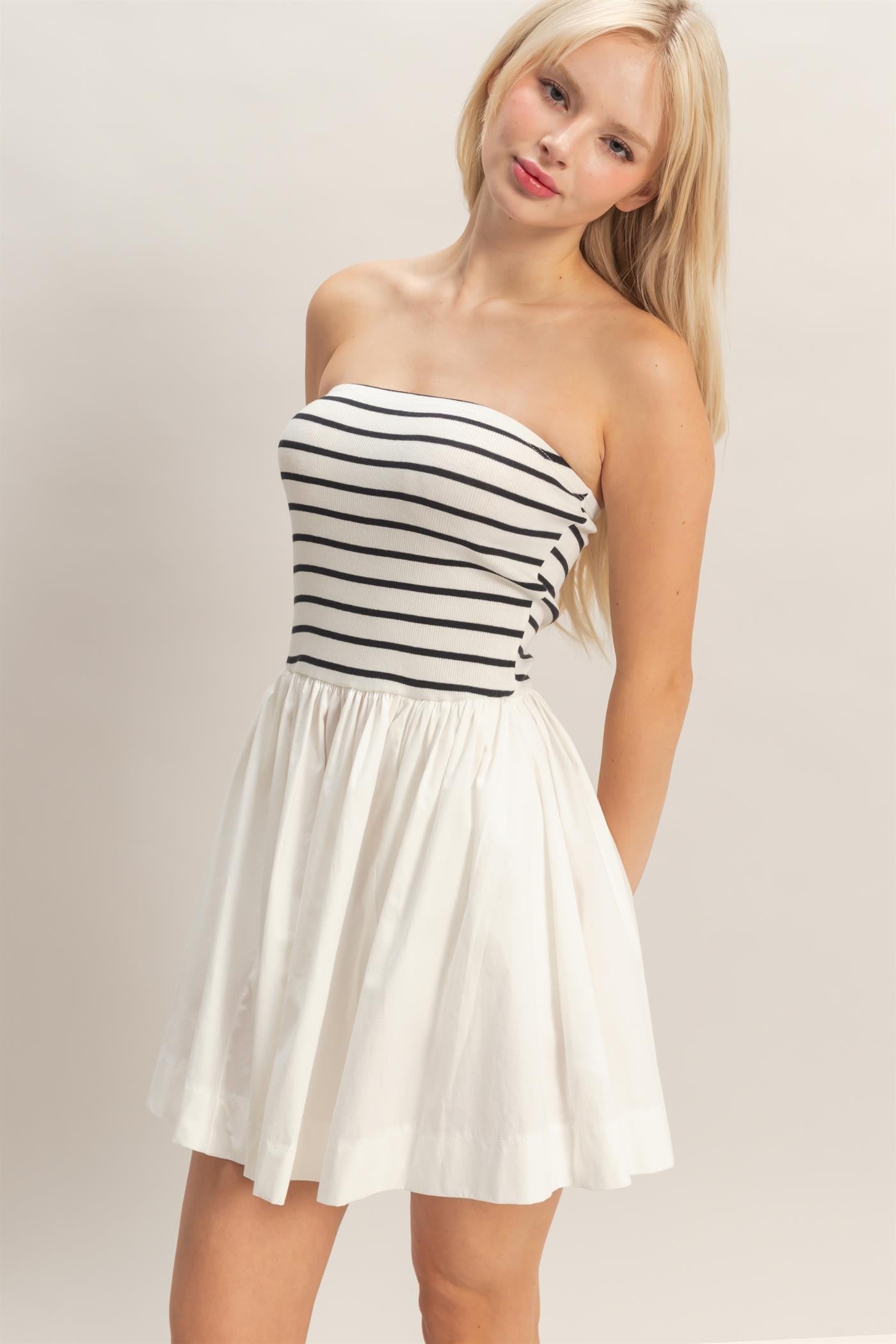 Double Zero - Striped  flowy mini dress