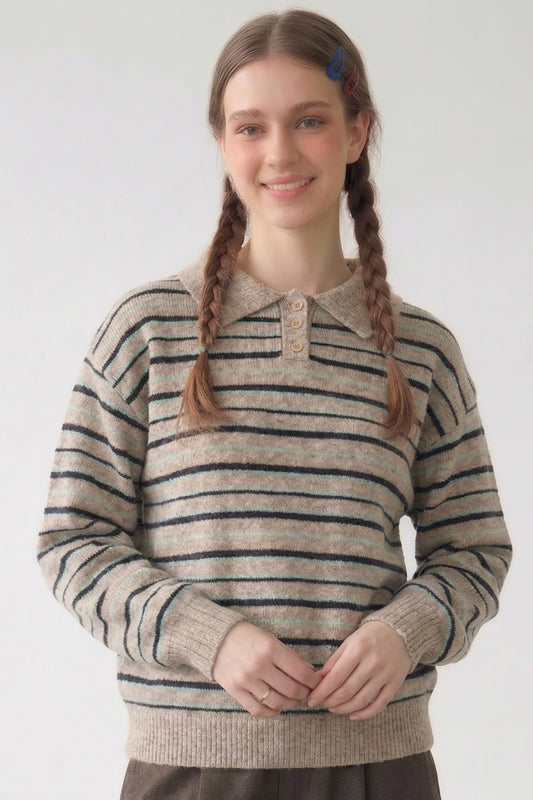 Fromonday - stripped collar sweater