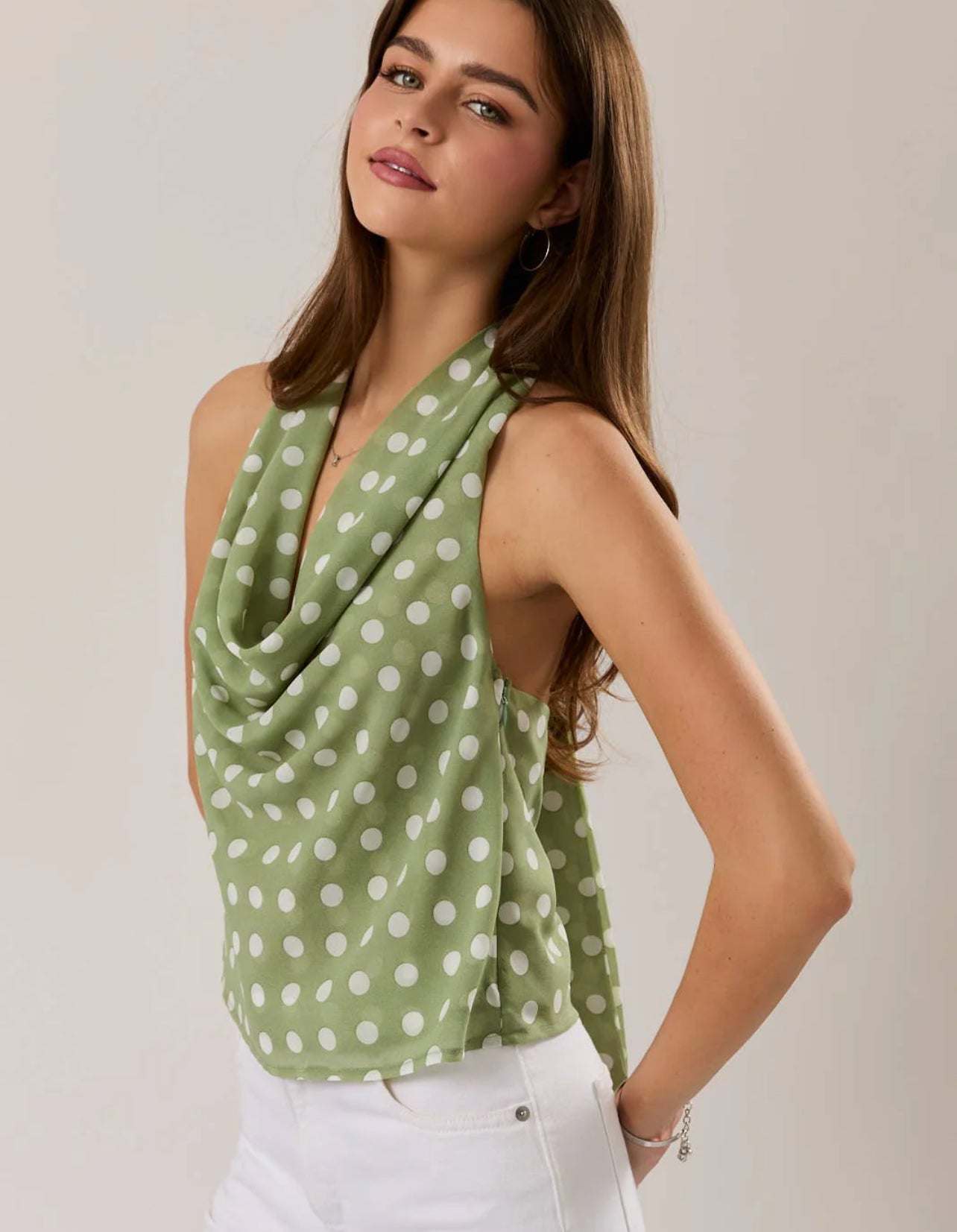 Lelis - Polka dot sage top