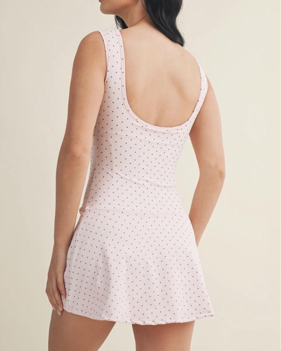 Kimberly - pink polka dot dress
