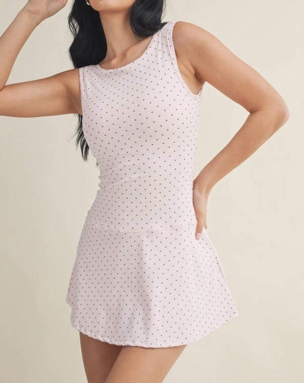 Kimberly - pink polka dot dress